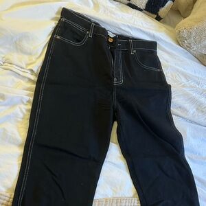 Reformation Black Jeans with White Stitching